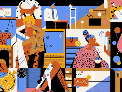 Why We Work character digital editorial folioart geometric illustration maite franchi pattern work