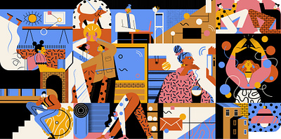 Why We Work character digital editorial folioart geometric illustration maite franchi pattern work