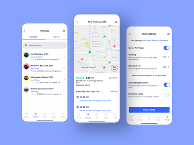 UI/UX Mobile app for tracking vehicles app app design clear design figma flat flatdesign minimal mobile app mobile design mobile ui ui ui concept ui interface user interface ux