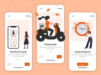 Food Delivery App: Onboarding Screens app brazil delivery design food marmitaria onboarding restaurant ui ux