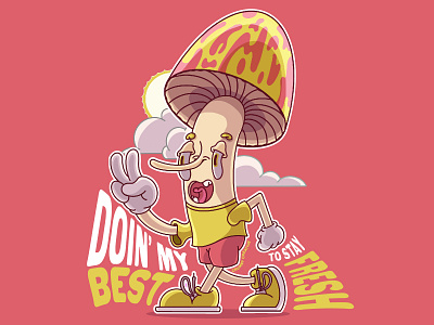 Stay Fresh branding cartoon character design clouds crumby crumby creative fresh illustration illustrator mushroom nebraska procreate shroom stay fresh sun vector