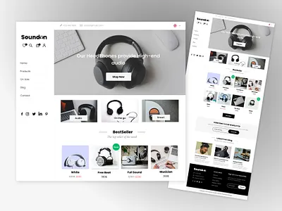 SoundOn E-commerce Web Design ecommerce figma figmadesign headphones musician webdesign webdesigner website