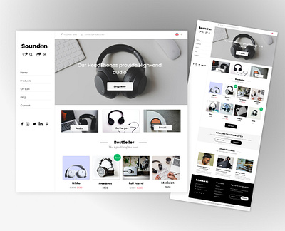 SoundOn E-commerce Web Design ecommerce figma figmadesign headphones musician webdesign webdesigner website