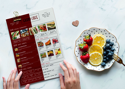 Grand Cafe Menu Bi Fold Brochure Design Template design illustration latest psd mockup