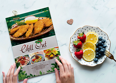 Chill Out Menu Bi Fold Brochure Design Template design illustration latest psd mockup