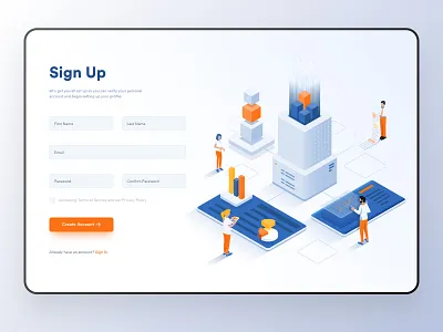 Sign Up branding dash board dribbble isometric signup typography ui ui ux design vector visual design web web designer