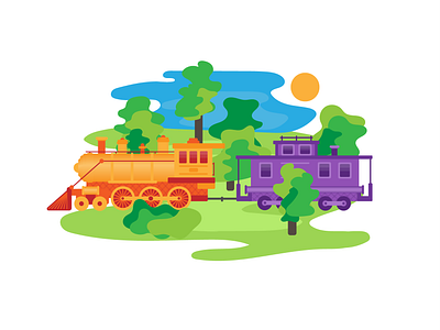 Train Ride in the Forest animation branding cartoon cute design drawing illustration logo mobile modern print productdesign train transportation typography ui ux web webdesign