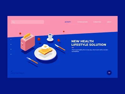 Lifestyle Illustration/Website idea 2.5d branding breakfast design flat food illustration lifestyle solution ui vector website concept