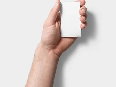 Handheld Business Card Mockup (1 of 5) bizcard branding business card mockup card hand handheld mock up mockup mockups paper photoshop psd realistic scene visiting card