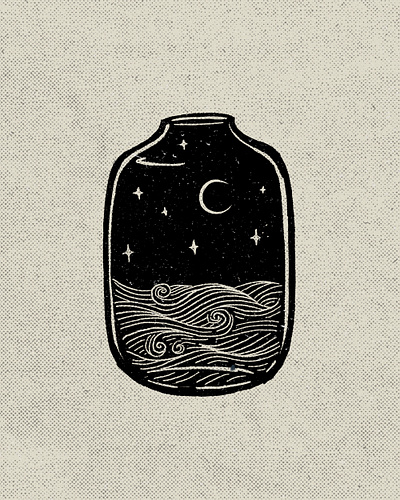 The bottle of Life bottle contrast drawing exploration galaxy glass illustration jar jars moon night scene night sky ocean sea spiritual spirituality star universe water wisdom