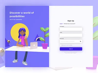 Sign Up 3d daily ui illustration sign up ui ui ux
