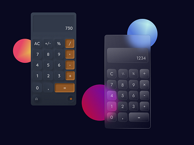 Calculator app. Neumorphism vs glassmorphism calculator concept dailyui dailyui 004 design figma ui vector web