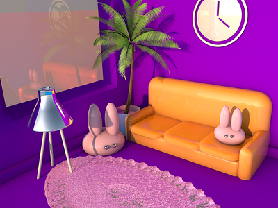 Bannies at home 3d art design illustration minimal web ілюстрація