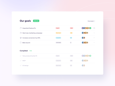 Goal-based project management canvas clean free freebies goal muzli saas saas app task task list task management task manager team team work teamwork ui uiux ux ux ui web