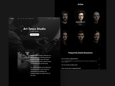 Art Tattoo Studio Boujee art studio art tattoo art tattoo studio black and white boujee tattoo ui design web design