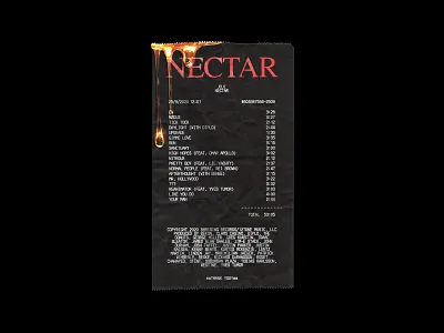 Nectar album album art album artwork album cover album cover design album receipt cover cover art cover artwork cover design covers design graphic design joji nectar receipt tracklist typography