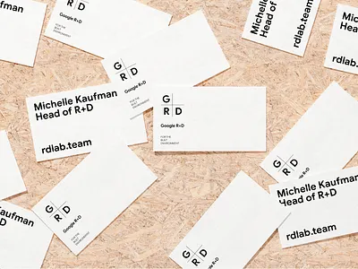 Google R+D - business card architects brand branding business card design google graphic design grid identity logo research san francisco silicon valley tech typography white wood