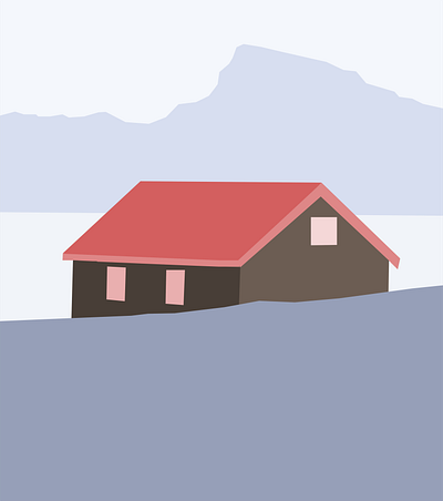 A house on a lake flat illustration inkscape vector art