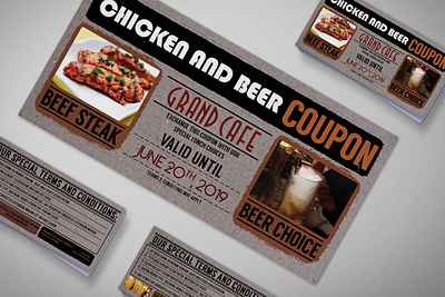 Beer Cardboard Coupon Card Design Template design illustration latest psd mockup