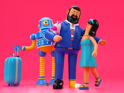 FAMILY c4d character illustration octane people persona render robot