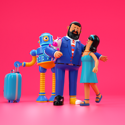 FAMILY c4d character illustration octane people persona render robot