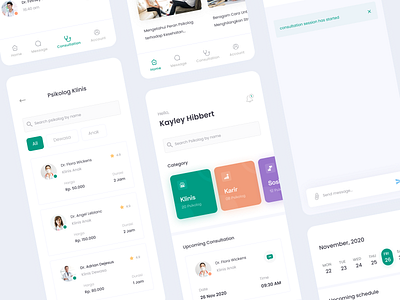 Mental Health Consultation App - UI/UX Design app appointments clean consultation doctors medical mental health mobile app mobile design psycologist ui uiuxdesign