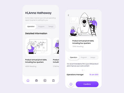 Operation report page app colorful design dribbble invitation illustration minimal typography ui ux 视觉艺术