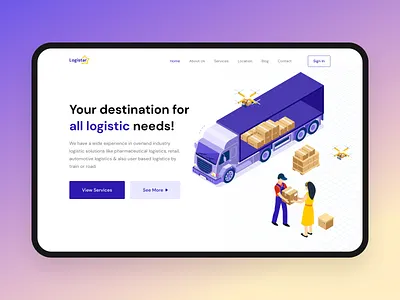 Logistar - Logistics platform dailyui flat hero section illustration landingpage logistics minimal ui uidesign uiux uxdesign website website design