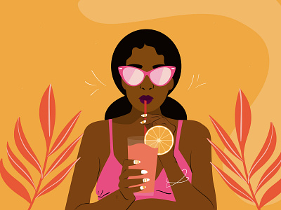 Hot summer day black girl illustration black illustrations bold branding colorful illustration flat flat design flat illustration illustration illustration concept illustration design illustrator minimal summer summer illustration vector yellow