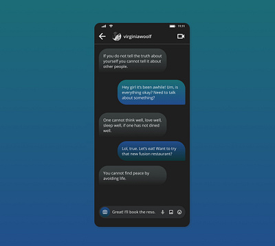 Daily UI 013. Direct Message. chat chat app daily 100 challenge daily ui 013 dailyui dailyuichallenge dark mode dark theme design dm gradients instagram instagram redesign messenger messenger app redesign ui