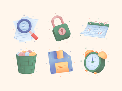 Porto Illustrations on Product Hunt alarm clock calender colorful download floppy free hand drawn illustration kapustin lock product hunt search set trash vector