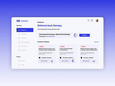 Redesign Management Dashboard coursera design ui ux web