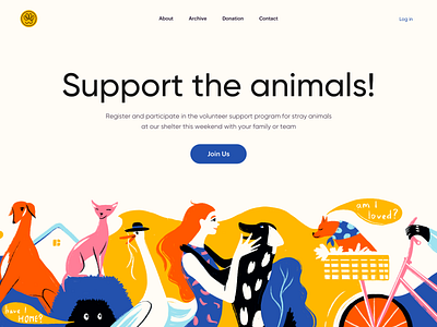 Pet's Home - Landing Page color colorful colors design design art illustration illustrator landing landingpage ui uiux ux volunteer web web design