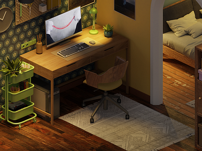 Workstation 3d blender blender3d illustration isometric lowpoly workstation