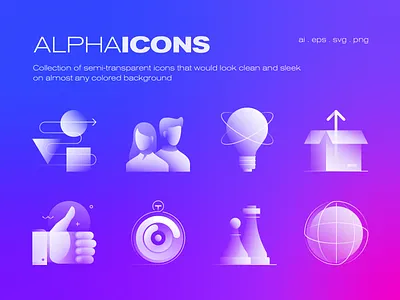 Alpha Icons Collection abstract alpha app application collection concept design future gradient icon icon set iconography minimal product design simple symbol transparent ui vector web