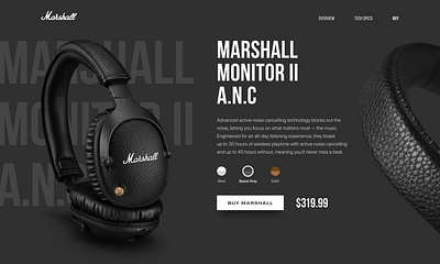 Marshall Monitor II A.N.C landing page design landing typography ux ui webdesig website