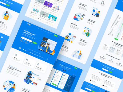 Simply CRM - Pages Overview crm software crm website design homepage illustration landing page page design page layout ui ux vector web website