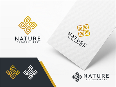 Nature Flower Logo Template app branding decoration design flower geometric gold graphic icon illustration inspiration internet leaf logo modern nature spa tech design template vector
