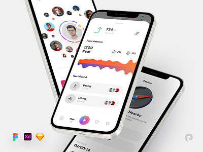 🔥 Daility 2 UI Kit [Light mode] | 280+ Artboards 3d activity app chart clean colors design graph health ios kit light minimal mobile mobile app social ui widget workout