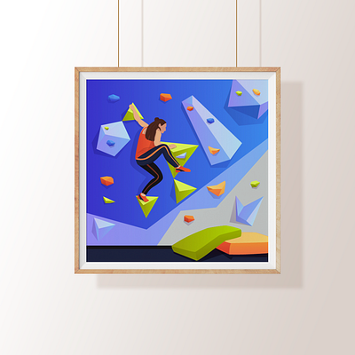 Climber illustration bright climber climbing color colorfull coloring cover design fitness flat girl gym logo illustration indoor simple sport vector wall art woman