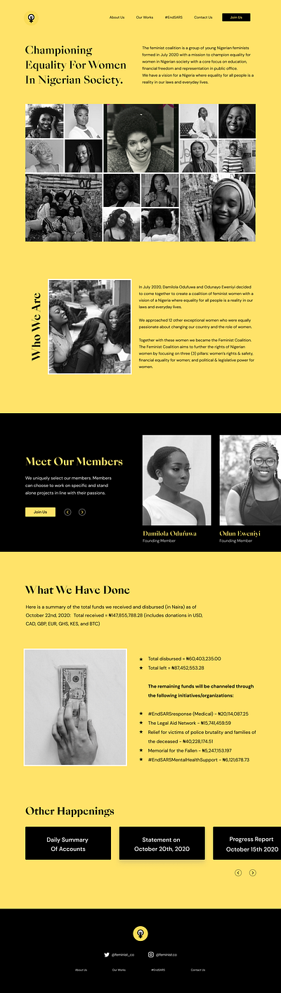 Feminist Coalition Website agency community design feminist ui ux