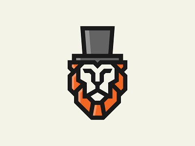 Lion with Hat animal beast branding icon logo man mascot minimalist modern simple symbol