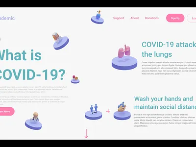 Coronavirus Landing Page app design illustration ui vector web