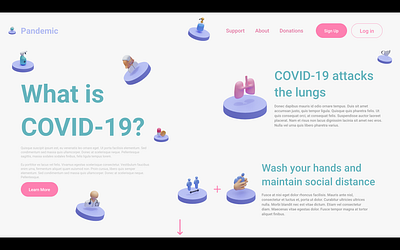 Coronavirus Landing Page app design illustration ui vector web