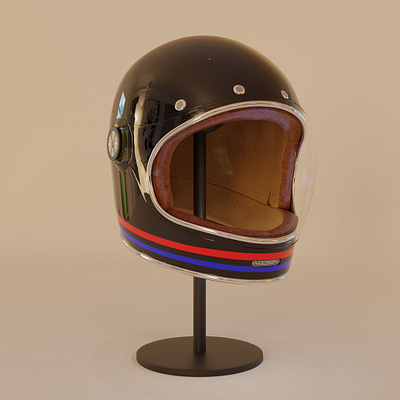 Bell Bullitt DLX Glossy Black Helmet 3d blender
