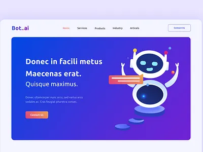 Bot Landing Page bot branding chat color home design illustration landingpage typography