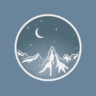 White mountains adobe illustrator adobe photoshop art branding decoration design illustration landscape landscapes moon mountains night sketch sketchbook sketching sky ui vector winter