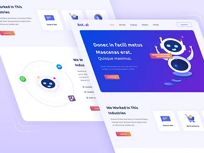 Chatbot landing page bot chat color design icon illustration landingpage typography ui uiux