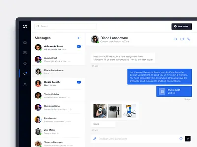 Chat Screen – web app concept app app concept chat chat screen concept managment messenger service sidebar task management ui web