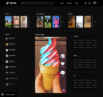 Tik Tok (concept) 2021 2021 trend black digital figma social tik tiktok tok typography ui ux web